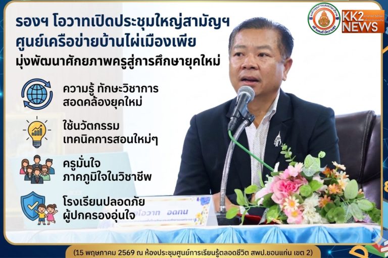 รองฯ โอวาทเปิดประชุมใหญ่สามัญฯ ศูนย์เครือข่ายบ้านไผ่เมืองเพีย มุ่งพัฒนาศักยภาพครูสู่การศึกษายุคใหม่