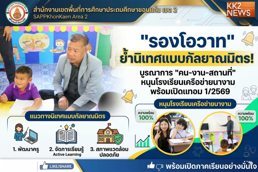 “รองโอวาท” ย้ำนิเทศแบบกัลยาณมิตร! บูรณาการ “คน-งาน-สถานที่” หนุนโรงเรียนเครือข่ายนางาม พร้อมเปิดเทอม 1/2569