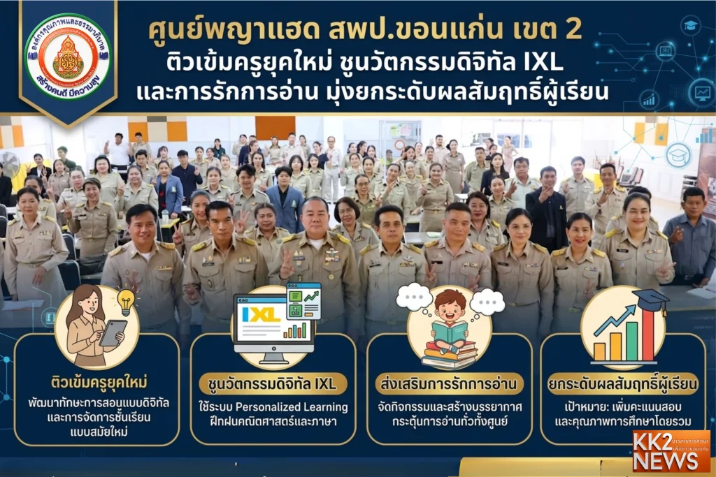 ศูนย์พญาแฮด สพป.ขอนแก่น เขต 2 ติวเข้มครูยุคใหม่ ชูนวัตกรรมดิจิทัล IXL และการรักการอ่าน มุ่งยกระดับผลสัมฤทธิ์ผู้เรียน